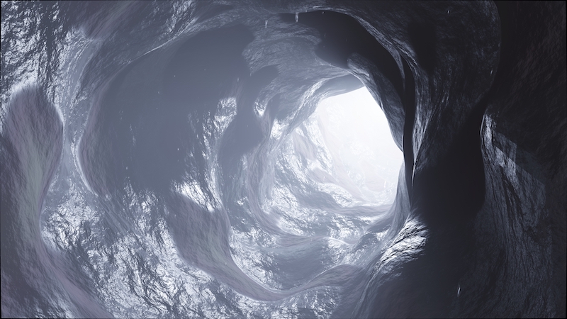 Abstract,Cave,Tunnel,In,Gray.,3d,Illustration