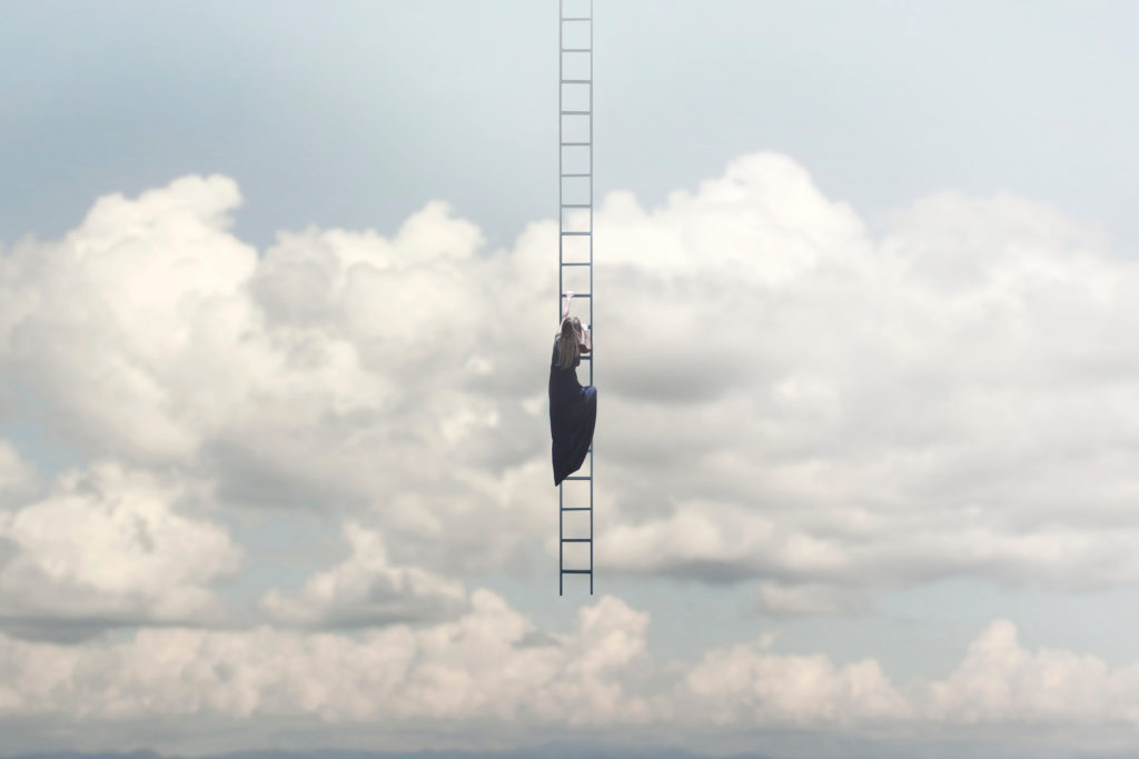 Woman,In,Search,Of,Freedom,Climbs,A,Surreal,Staircase,That