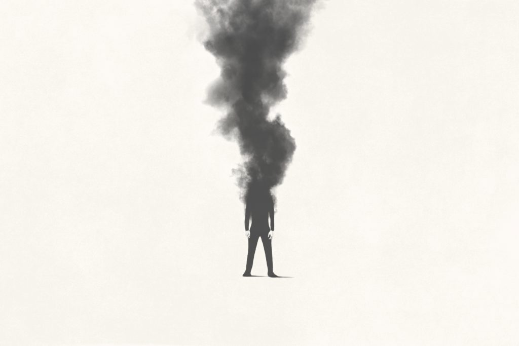 Illustration,Of,Man,Vanishing,In,A,Dark,Black,Smoke,,Surreal